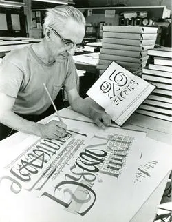 Father Catich writing