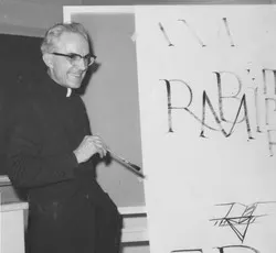 Father Catich lecturing